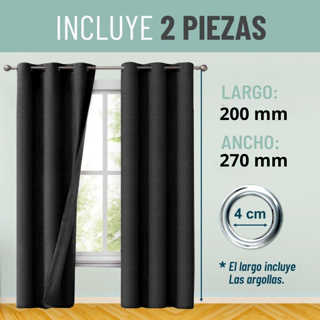Cortina 100% Blackout Set 2 270x220 - Negra